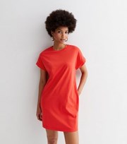 New Look Red Roll Sleeve Mini T-Shirt Dress